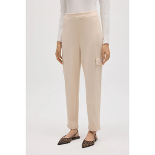 Pantaloni cargo fluidi color avorio
