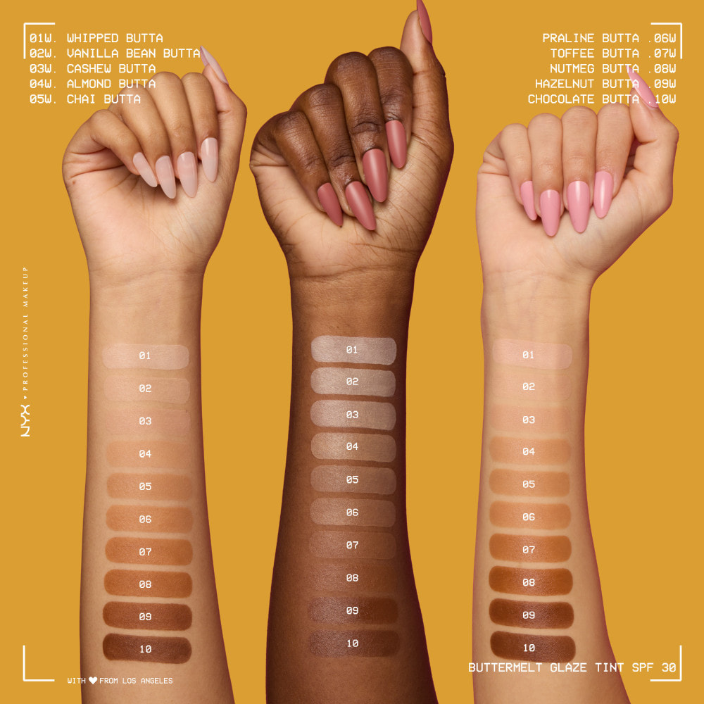 NYX Professional Makeup Buttermelt Glaze Tint, Fond de teint SPF30 jusqu'à 12h de tenue, Cashew Butta