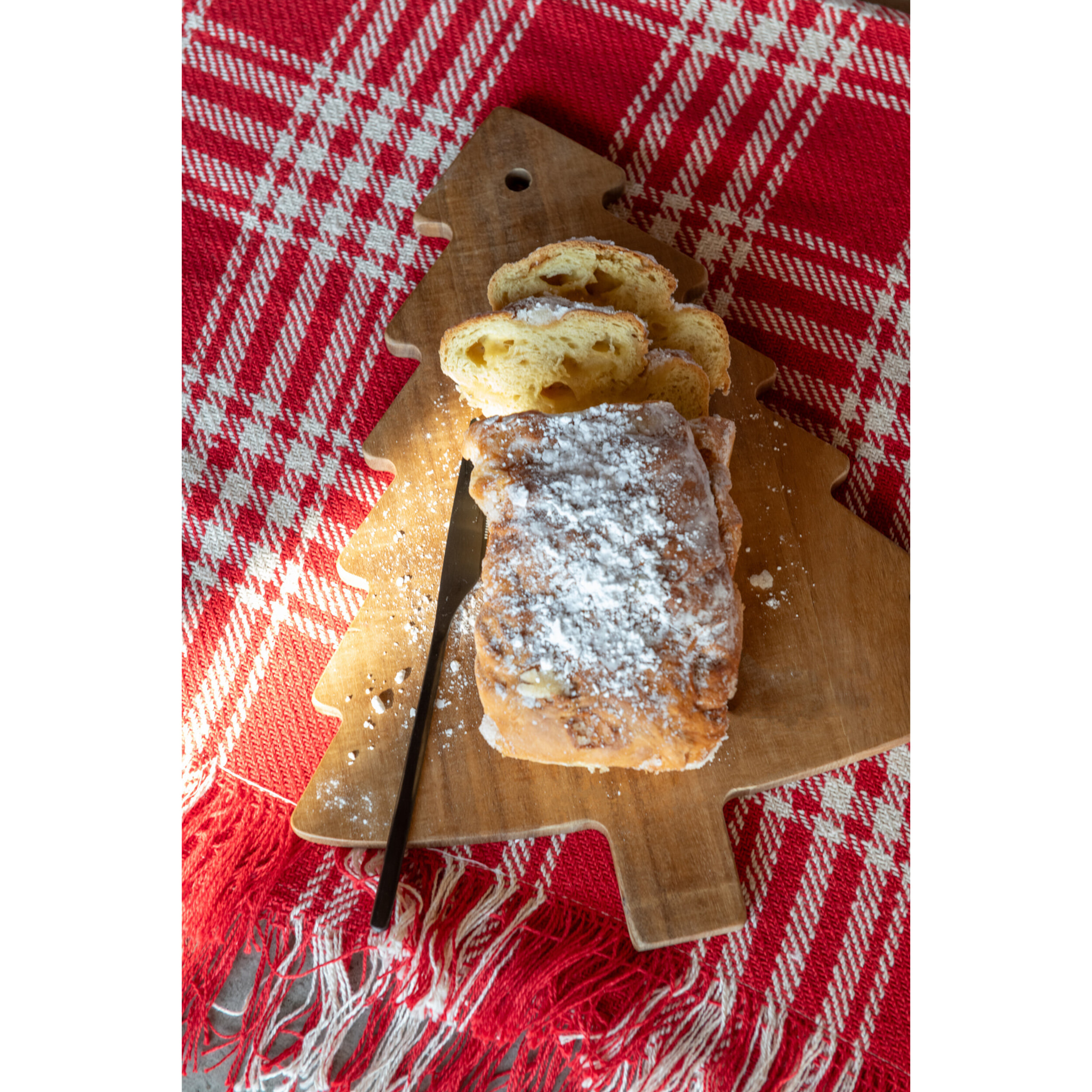 J-Line planche à fromage + couteau Sapin de Noël - bois - naturel