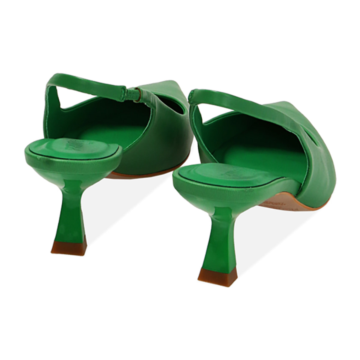 Décolleté slingback verdi, tacco 6 cm