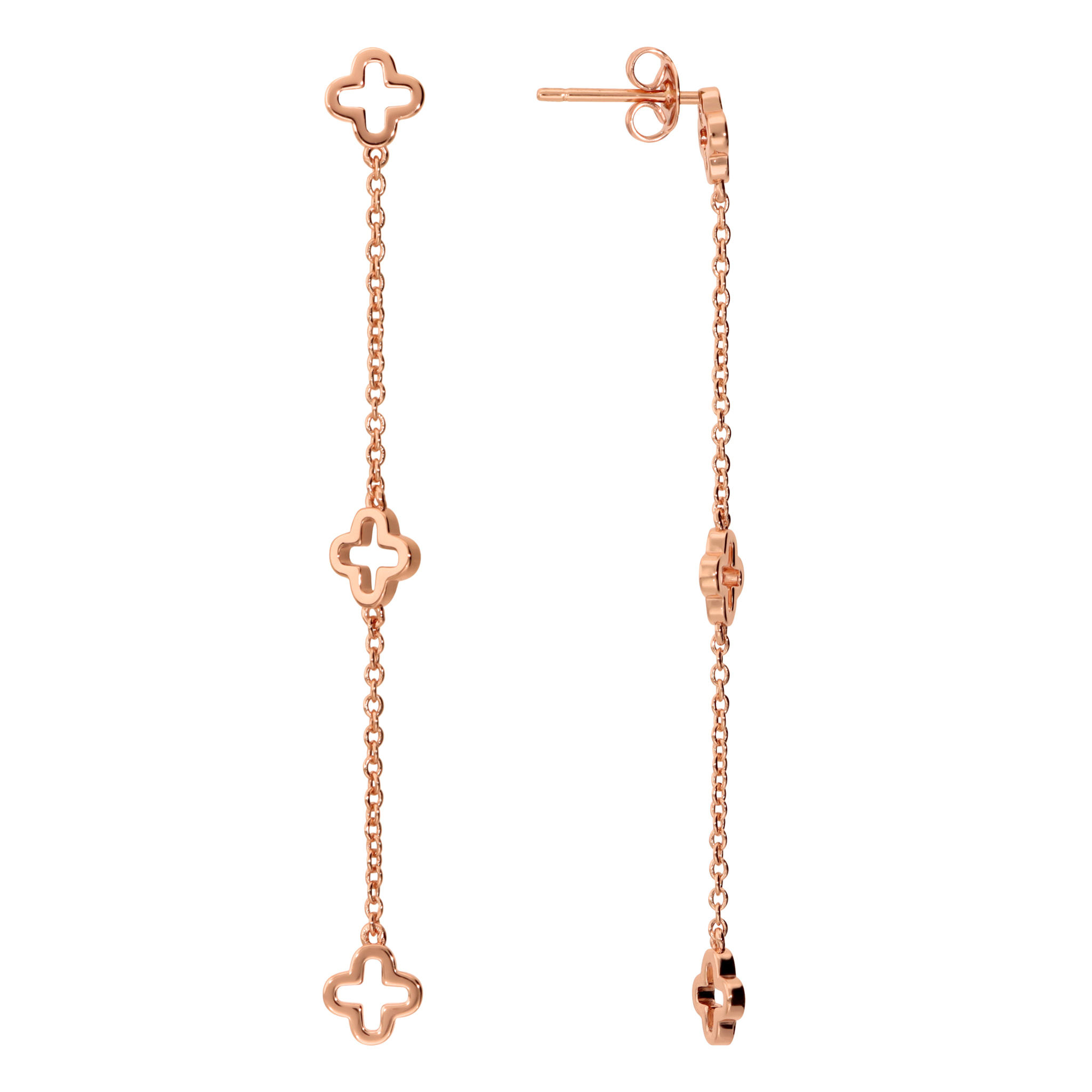 Orecchini Pendenti con Ciondoli a Quadrifoglio Traforati