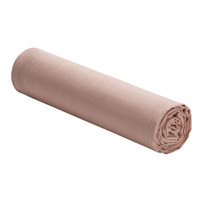 Drap housse bonnet 40 cm 100% lin lavé - rose nude
