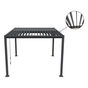 Pergola bioclimatique avec 2 stores en acier galvanisé "Howard" - 3 x 4 m - Gris
