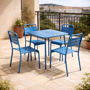 EVORA Table carrée 4 places 70x70cm bleu