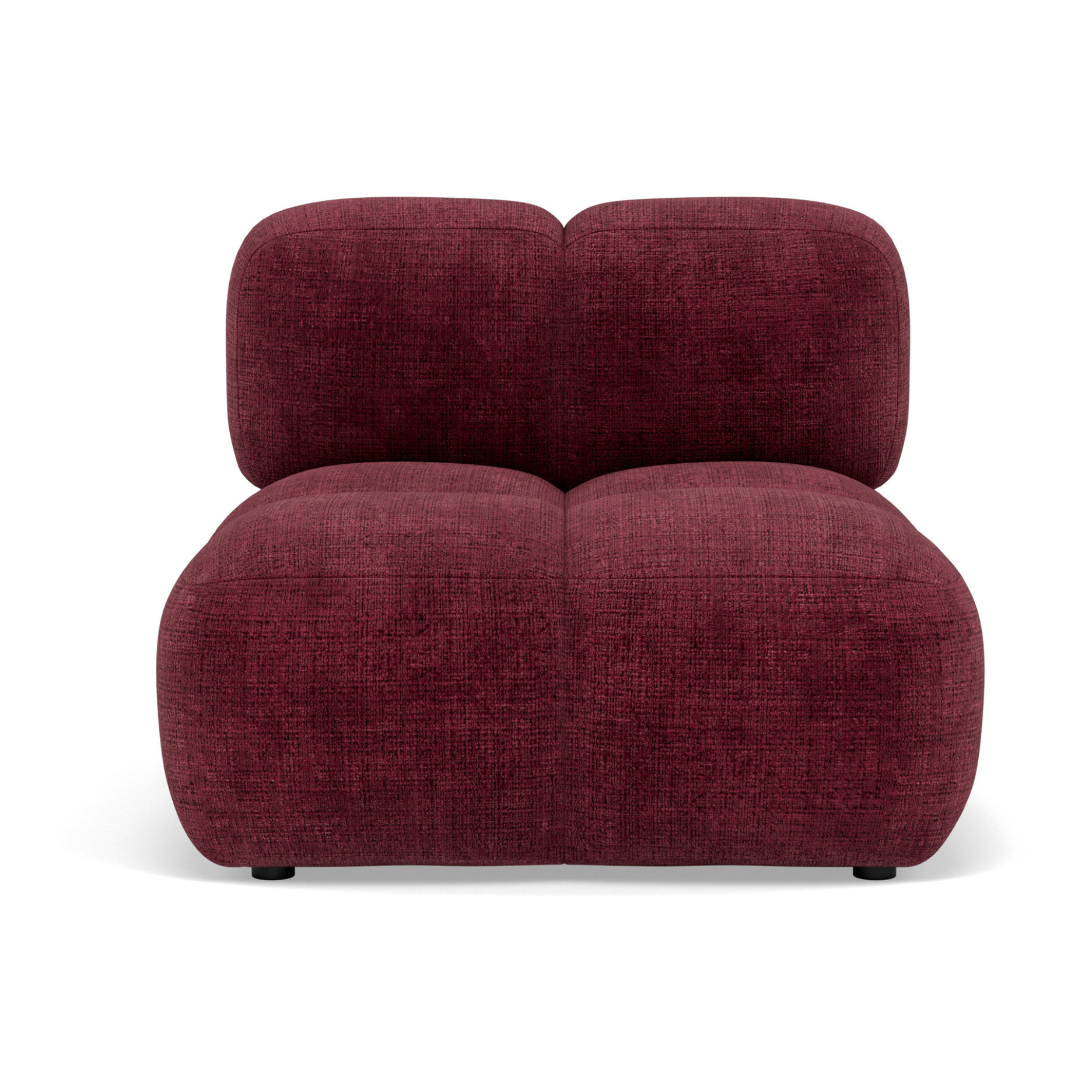 Grace - module d'assise sans accoudoir en velours texturé - Prune