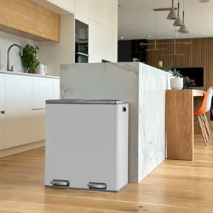 Poubelle pédale tri sélectif MAJOR blanc 60L