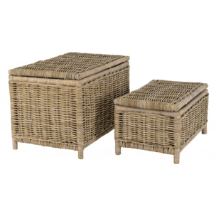 KALLY - Set de 2 coffres de rangement rectangulaires en kubu naturel