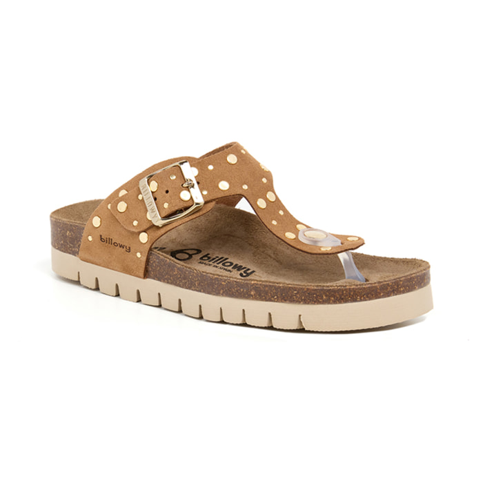 Sandalia Plataforma Cuero Mujer BILLOWY MARRON