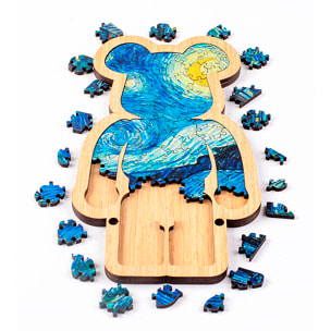 Puzle y marco de madera con 86 piezas. Diseño Oso.