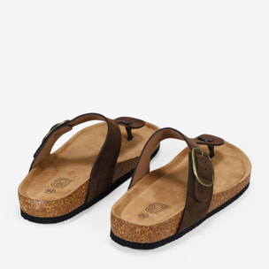 Sandalias de dedo marrones en piel