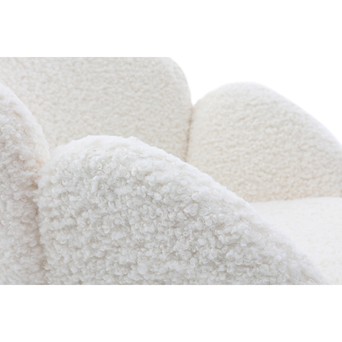 Rocking chair en tissu effet peau de mouton blanc, métal noir et bois clair RHAPSODY