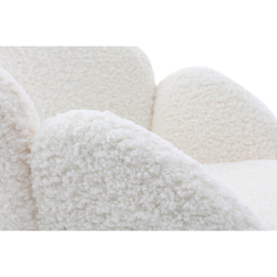 Rocking chair en tissu effet peau de mouton blanc, métal noir et bois clair RHAPSODY