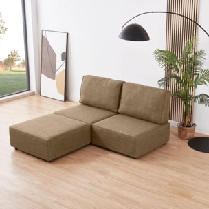 Sofá modular con chaiselongue 2 plazas Cubiq Beige