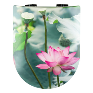 Abattant wood slim avec descente assistée aux nympheas - Vert