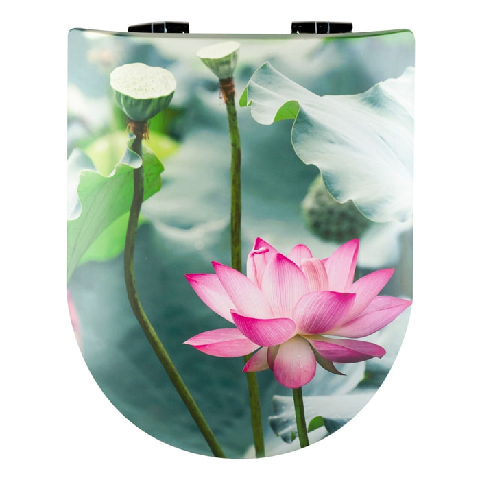 Abattant wood slim avec descente assistée aux nympheas - Vert