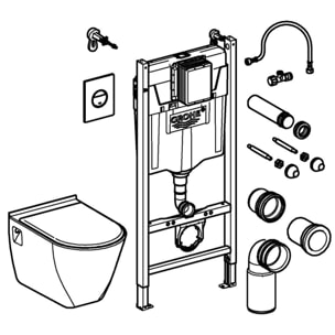 Pack WC bâti support + cuvette et abattant + plaque de commande Nova
