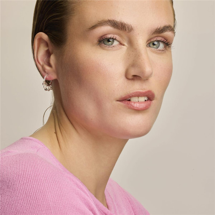 Pendientes acabado plata y Circonita Multicolor