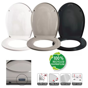 ABATTANT WC BROOKE  PP 100% RECYCLE NOIR BRILLANT SPIRELLA