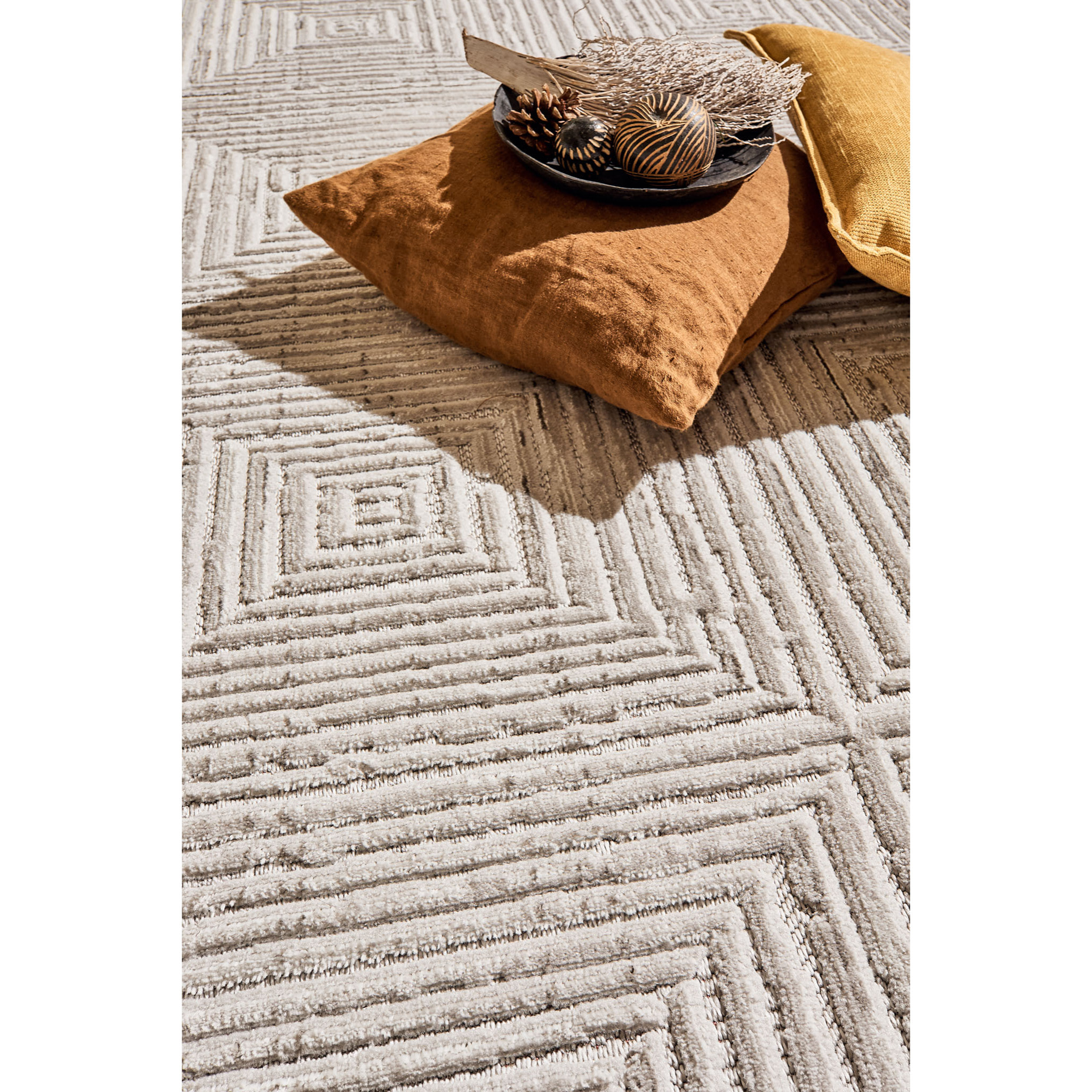 Tapis Loopin 323 gris 200x280 cm - Motif en relief - Indoor & Outdoor