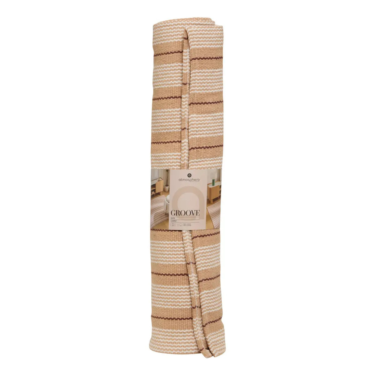 Tapis Groove 170x120cm rayé beige lin