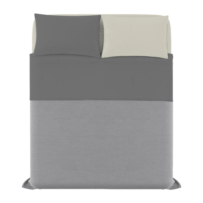 COMPLETO LETTO NATURAL COLOUR MADE IN ITALY COTONE-FUMO/PANNA MATRIMONIALE