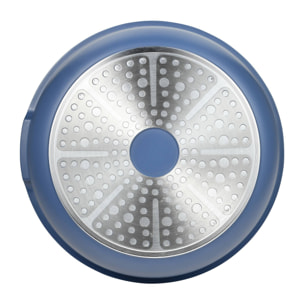 juego de 2 sartenes ø22ø26cm aluminio fundido azul + mango desmontable