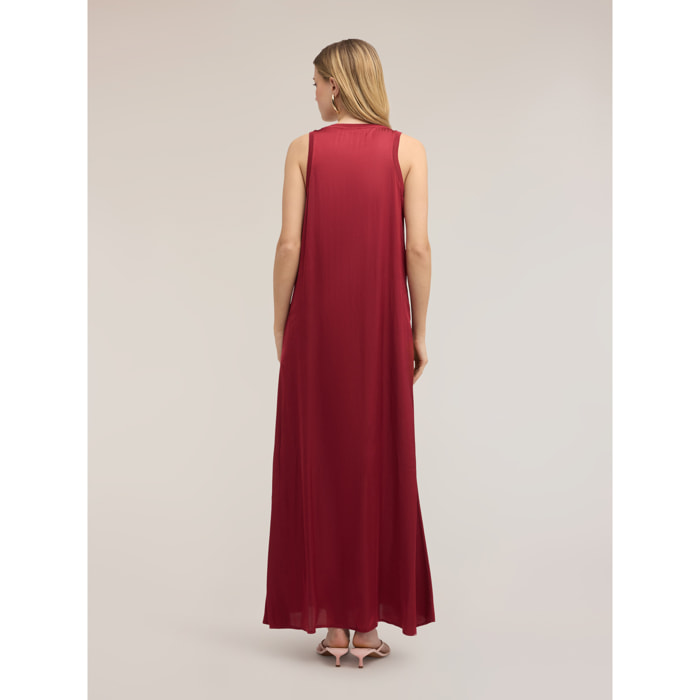 Motivi - Vestido oversize en raso de viscosa - Burgundy