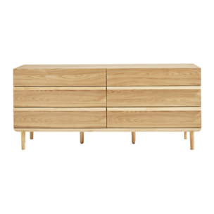 Bergen - Commode 6 tiroirs en bois L160cm - Bois clair