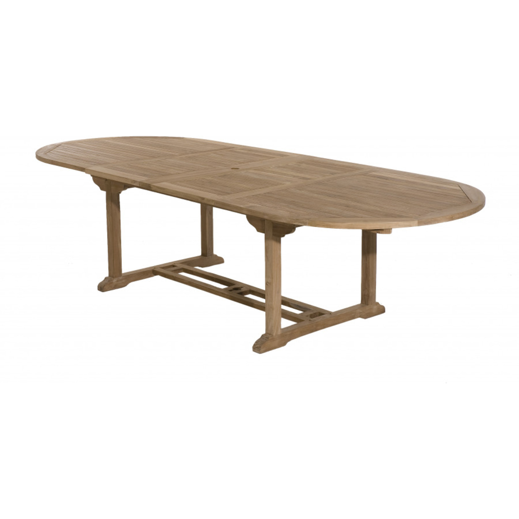 HARRIS - SALON DE JARDIN EN BOIS TECK 10/12 pers : Ensemble de jardin - 1 Table ovale extensible 200*300/120cm et 8 chaises