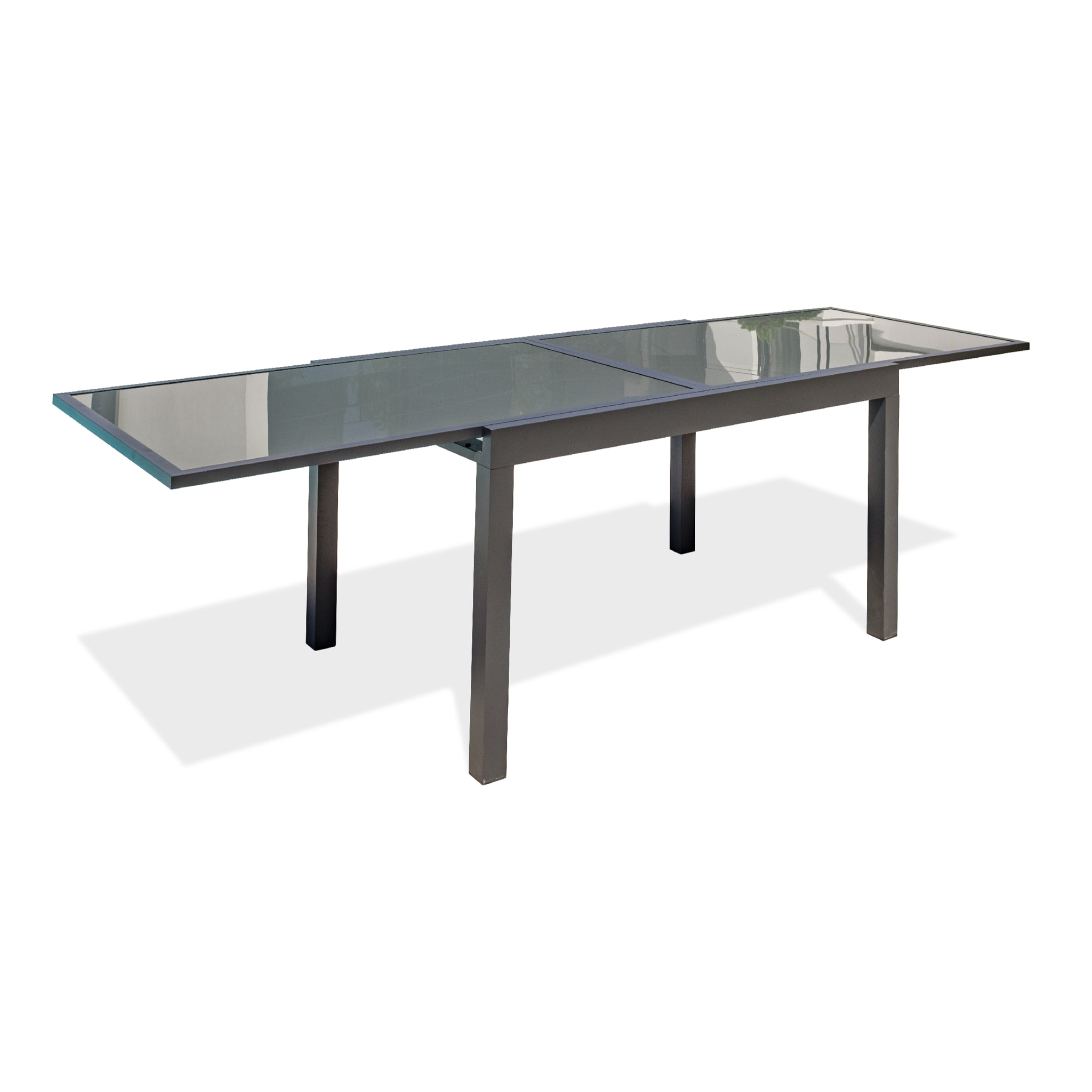 TOLEDE - Table de jardin 10 places en aluminium et plateau verre