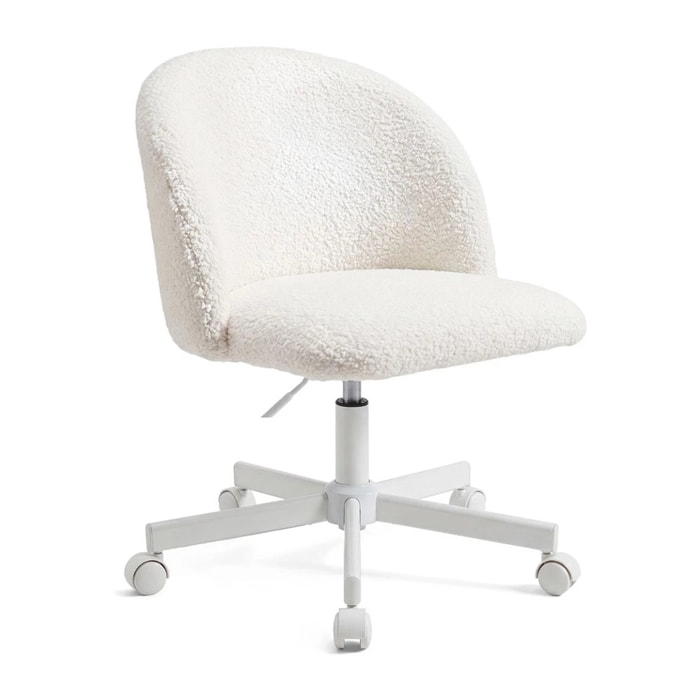 Silla de escritorio tapizada en borreguito blanco 76-89,5 cm Candy Blanco