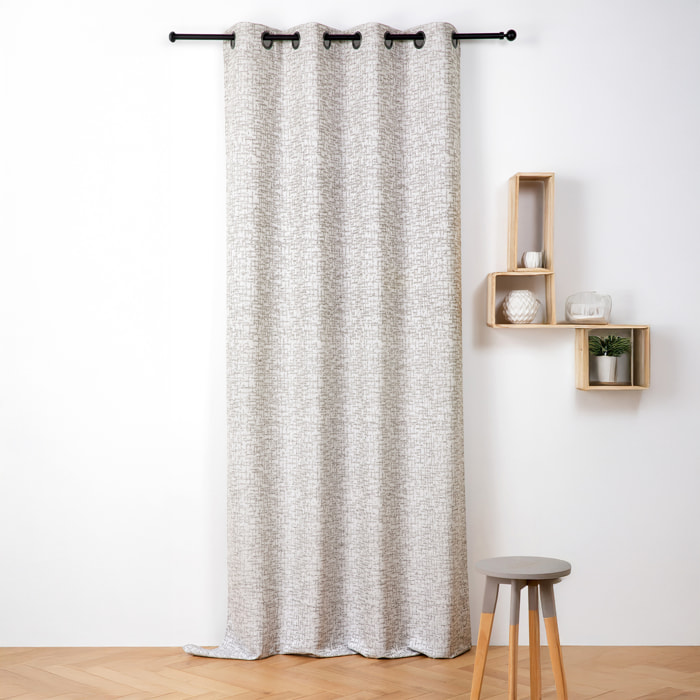 Rideau jacquard à oeillets  - Effet tweed - Marron Brun