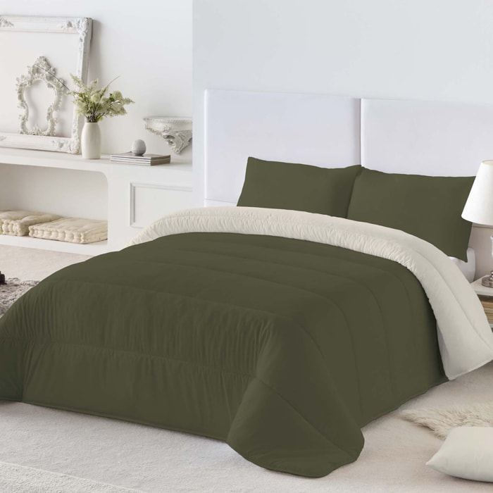 Naturals - Edredón Bicolor - 300 Gr - 100% Microfibra Poliéster - Verde/Vainilla