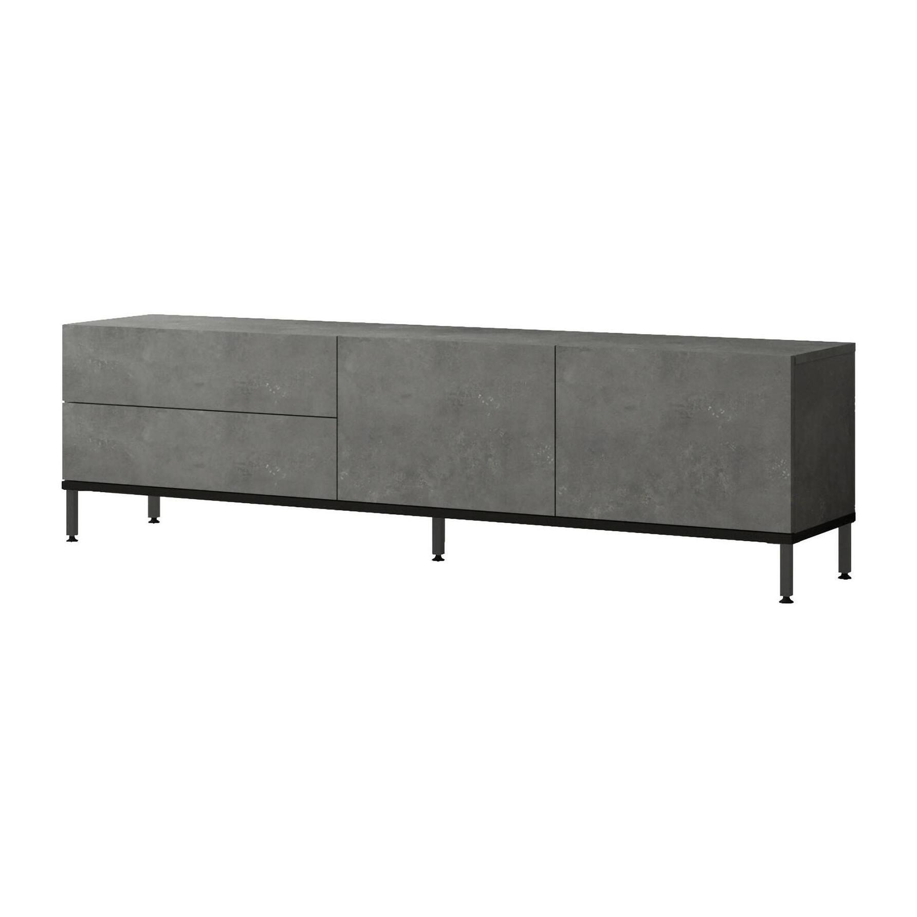 Mobile porta TV Djamanc, Credenza da soggiorno, Armadio basso per TV, Base parete attrezzata, 170x36h46 cm, Argento e Nero