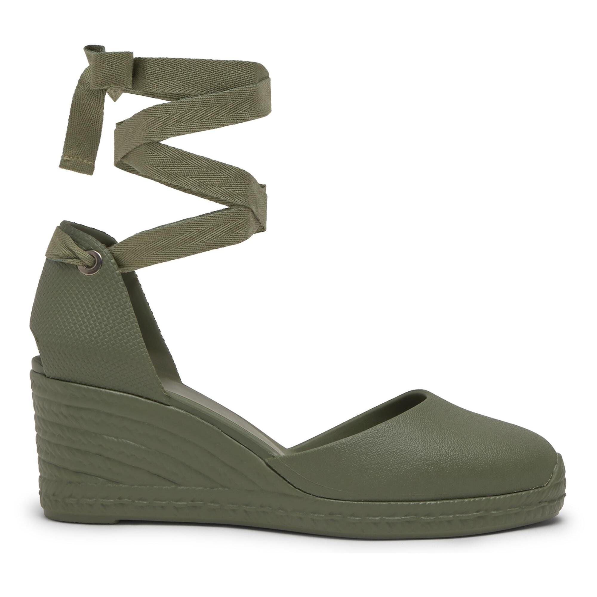 Alpargatas de cuña de mujer Careen en goma eva natural y sostenible con cierre de cintas