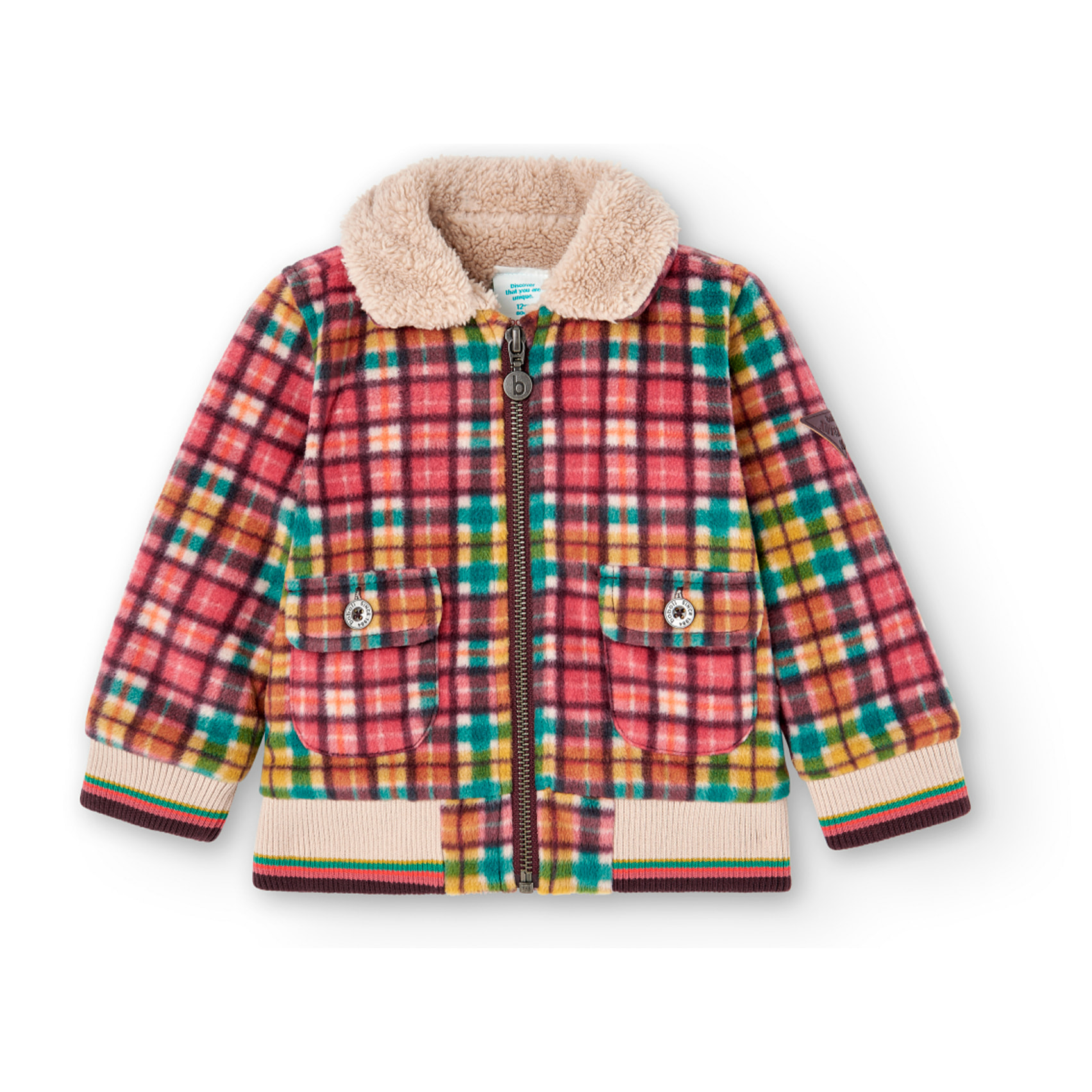 Chaqueta polar cuadros de bebé niño