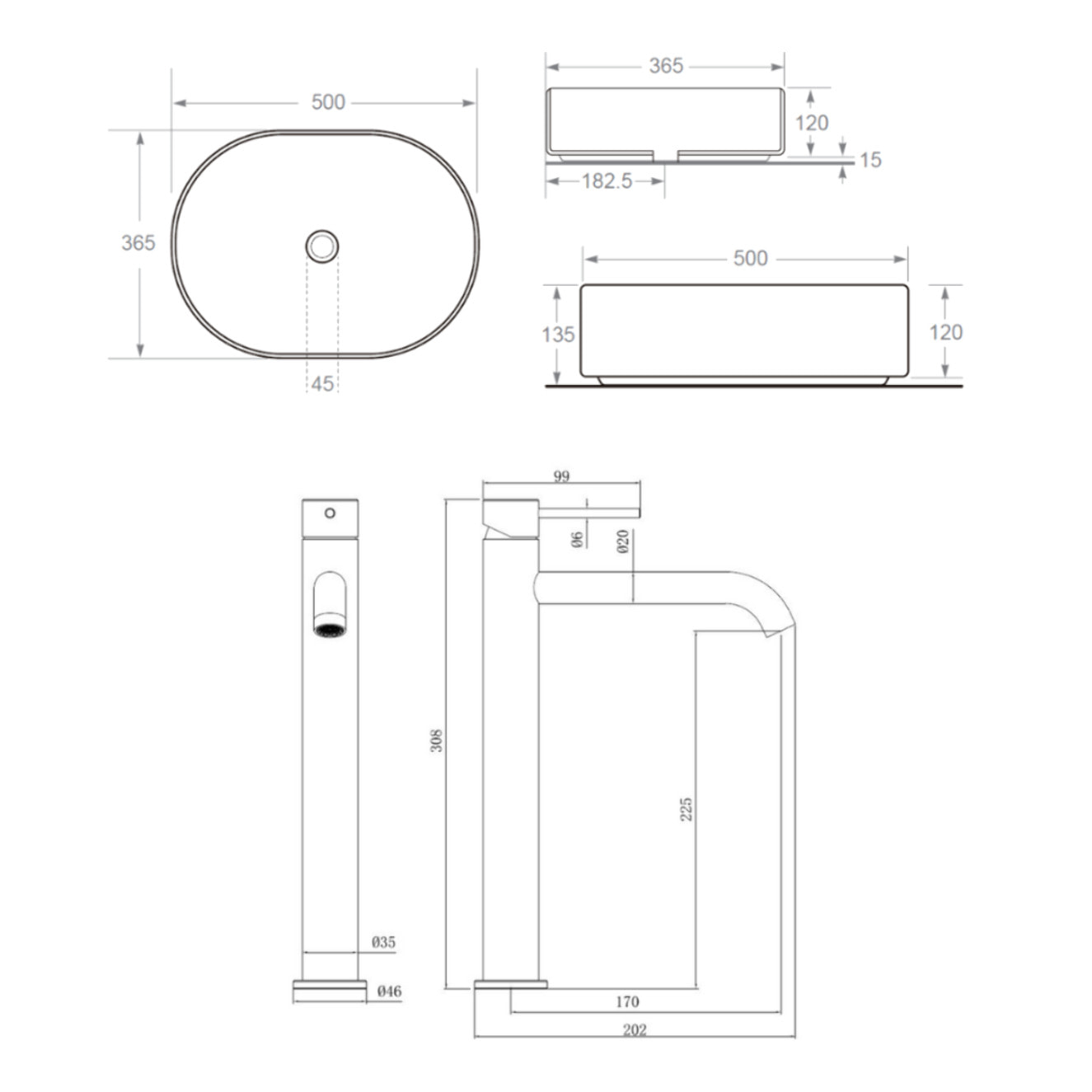 Aurum mitigeur lavabo en inox, or rose + Ceramia PixL 50x36,5x12 cm vasque à poser, blanc (SAT285BRGCEPX5037)