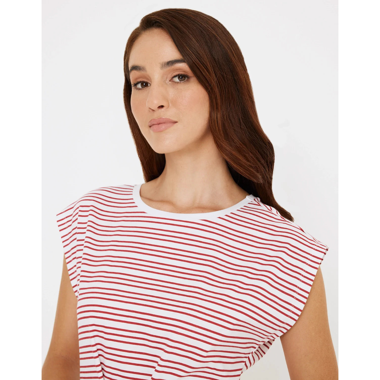 Vestido Corto Algodón de Rayas Rojo - Furia