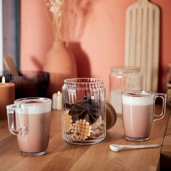 Pot de conservation 1L en verre avec couvercle bambou - Nova Jar - Luminarc