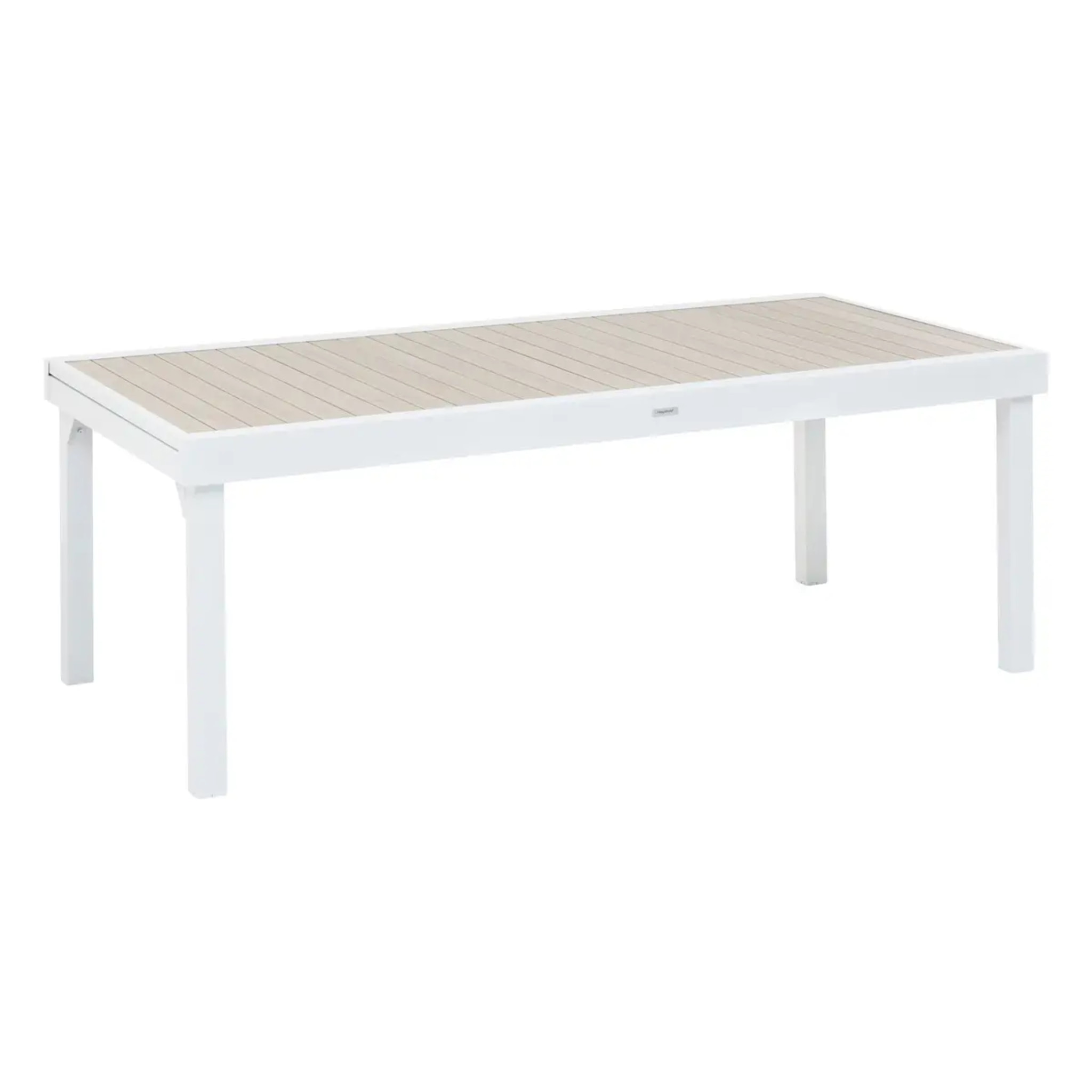 Table de jardin extensible "Piazza" lin & blanc 12 places en aluminium traité en epoxy