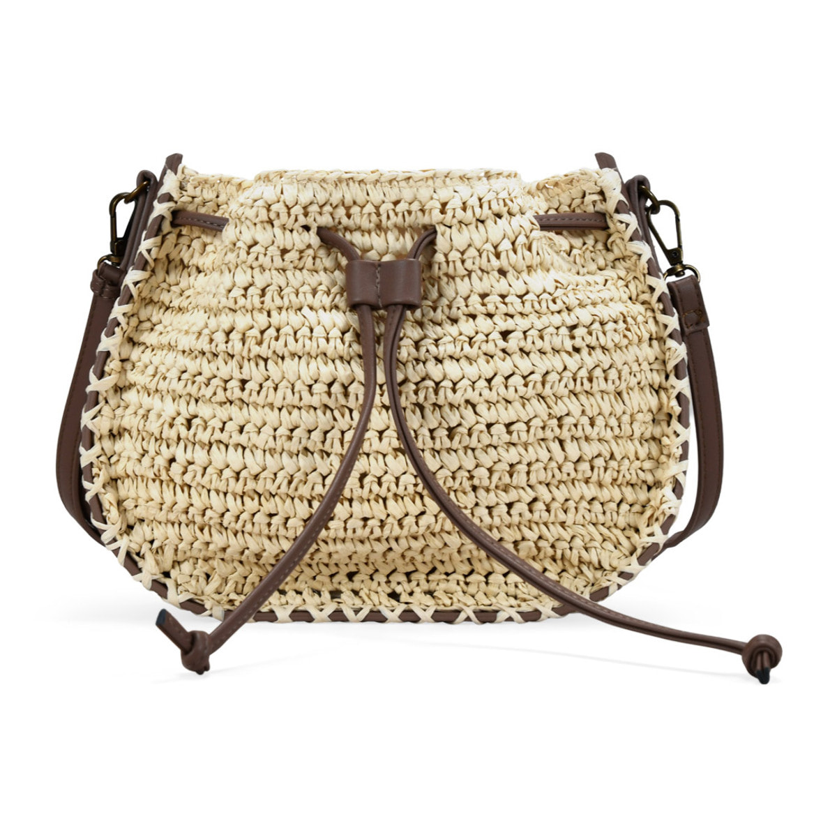 Bolso bandolera beige en rafia