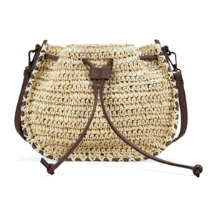Bolso bandolera beige en rafia