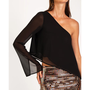 Blusa de mujer asimétrica con vuelo