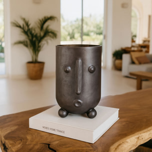 Vase en forme de visage en verre soufflé h24cm OLAV