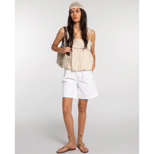 Shorts de mujer con pernera ancha y detalles bordados