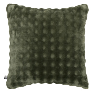 Coussin Zephy carré 40x40cm effet fausse fourrure vert