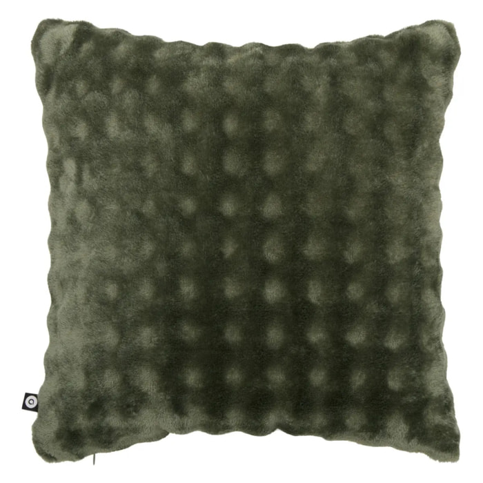 Coussin Zephy carré 40x40cm effet fausse fourrure vert