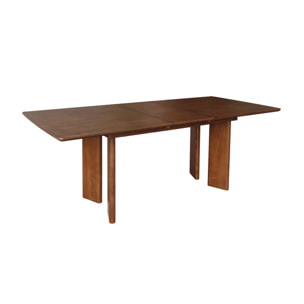 Table à manger rectangulaire extensible bois d'hévéa et placage chêne 6-8 places ALBANE