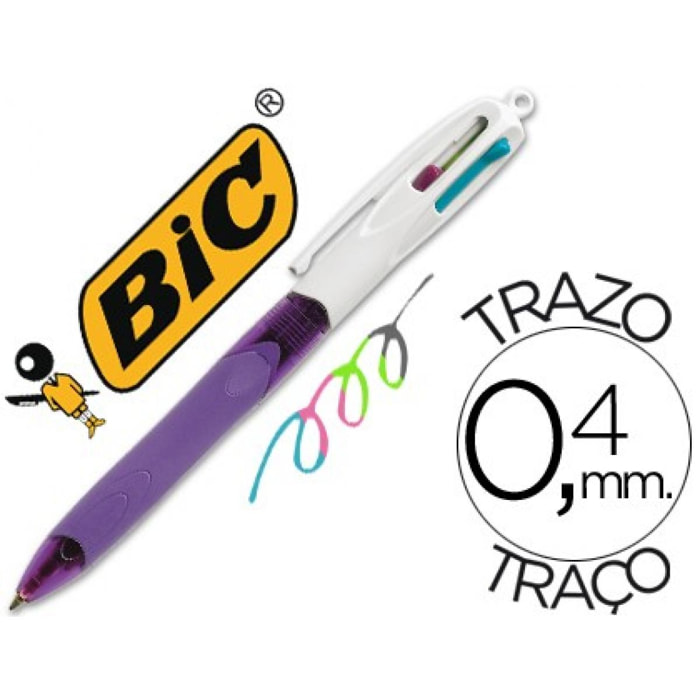 Boligrafo bic cuatro colores con grip colores pastel punta 1 mm (Pack de 12 uds.)