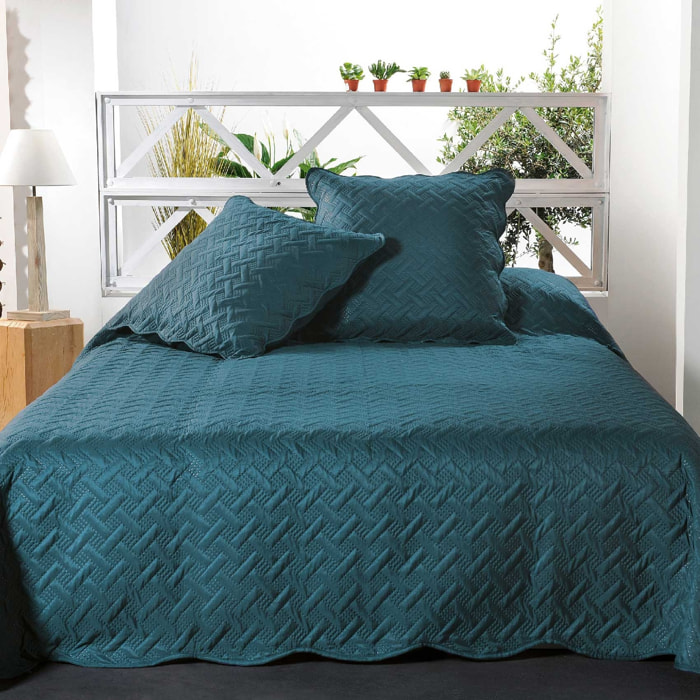 Couverture molletonné surpiquage graphique - Bleu Foncé